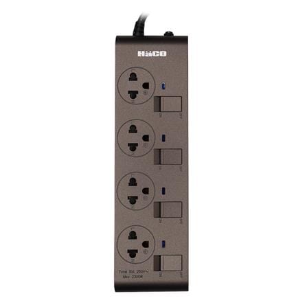 รางปลั๊กไฟ 4 ช่อง 4 สวิตช์ HACO EJ-4S4EB/3-CC 10A 3 ม. สีช็อกโก_0