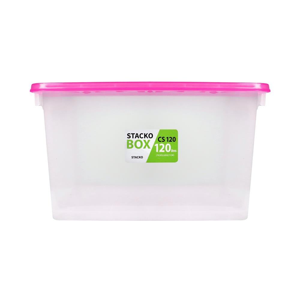 กล่องเก็บของ STACKO CS120L 79.5x52.6x42.7 ซม. สีใส/ชมพู