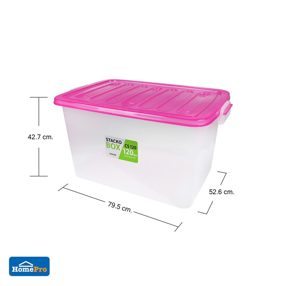 กล่องเก็บของ STACKO CS120L 79.5x52.6x42.7 ซม. สีใส/ชมพู