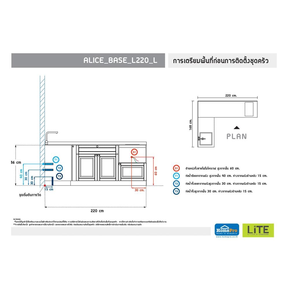 ครัวไม้สำเร็จ STARMARK ALICE_BASE_L_L 220 ซม.
