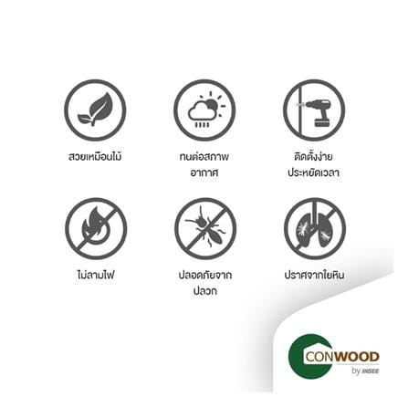 ไม้ผนังบังใบ CONWOOD ลายเสี้ยน หน้า 8 นิ้ว 1.1x20x305 ซม. สีขาวงาช้าง_3
