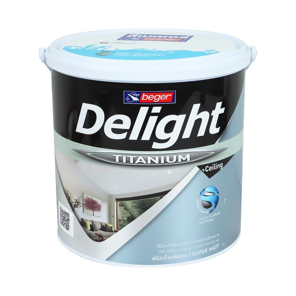 สีน้ำทาฝ้า BEGER DELIGHT TITANIUM I-3333 สีขาว ด้าน 1 แกลลอน
