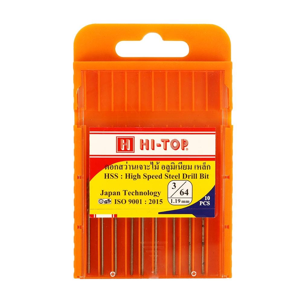 ดอกเจาะไม้ HI-TOP HSS 3/64 แพ็ก 10 ชิ้น