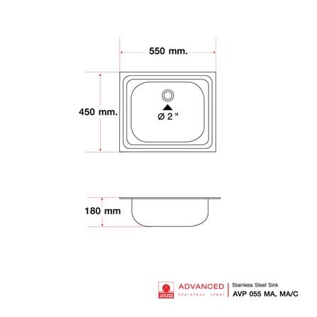 ซิงค์ฝัง 1 หลุม ADVANCED AVP 055MA/C สีเงิน_3
