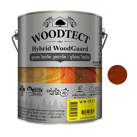 สีย้อมไม้ ชนิดเงา WOODTECT HYBRID WOODGUARD WW-3104 สีไม้มะค่า 1 แกลลอน_0