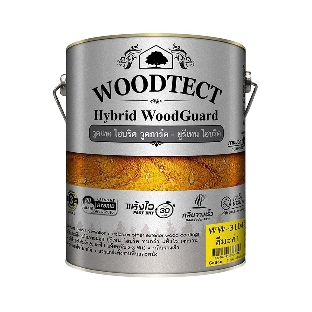 สีย้อมไม้ WOODTECT HYBRID WOODGUARD WW-3104 สีไม้มะค่า เงา 1/4 แกลลอน
