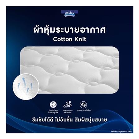 ที่นอนไฮบริด 6 ฟุต สุญญากาศ MIDAS รุ่น DYNAMIK 1000 พร้อมหมอนหนุน 2 ชิ้น_6