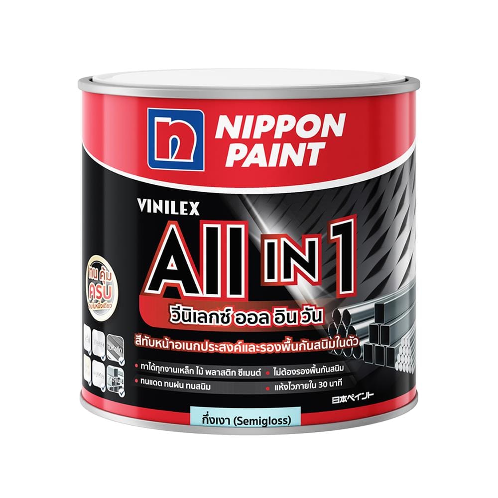สีน้ำมัน NIPPON PAINT VINILEX ALL IN 1 #S914 สีดำ กึ่งเงา 1 แกลลอน