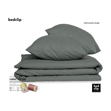 ผ้าปูที่นอน 9.5 ฟุต BED CLIP MICROTEX สีเทาเข้ม_1