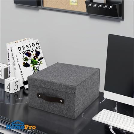 กล่องฝาเปิดผ้า S STACKO HOME 25x27x15.5 ซม. สีเทา_4
