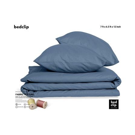 ชุดผ้าปูที่นอน 7 ฟุต 3 ชิ้น  BED CLIP MICROTEX สี GREY BLUE_1