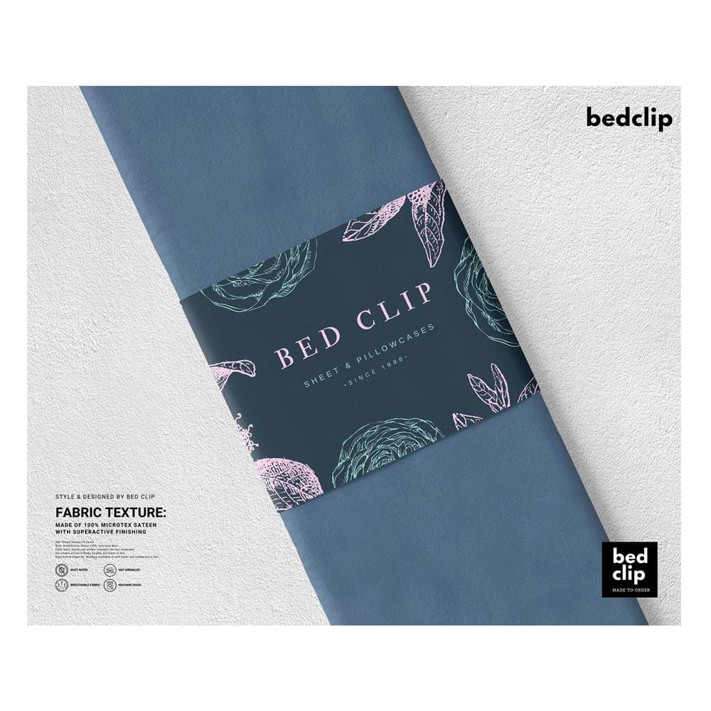 ผ้าปูที่นอน 7 ฟุต BED CLIP MICROTEX สี GREY BLUE