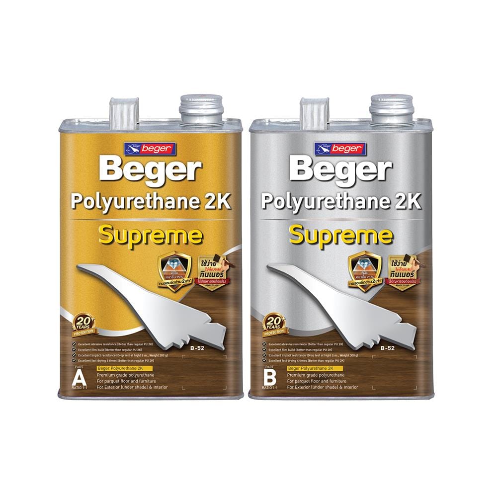 โพลียูรีเทนภายใน BEGER 2K SUPREME A+B #P911 สีใส ด้าน 7 ลิตร
