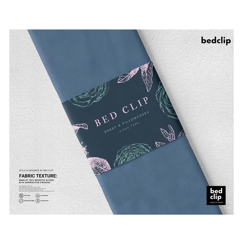 ผ้าปูที่นอน 9 ฟุต BED CLIP MICROTEX สี GREY BLUE
