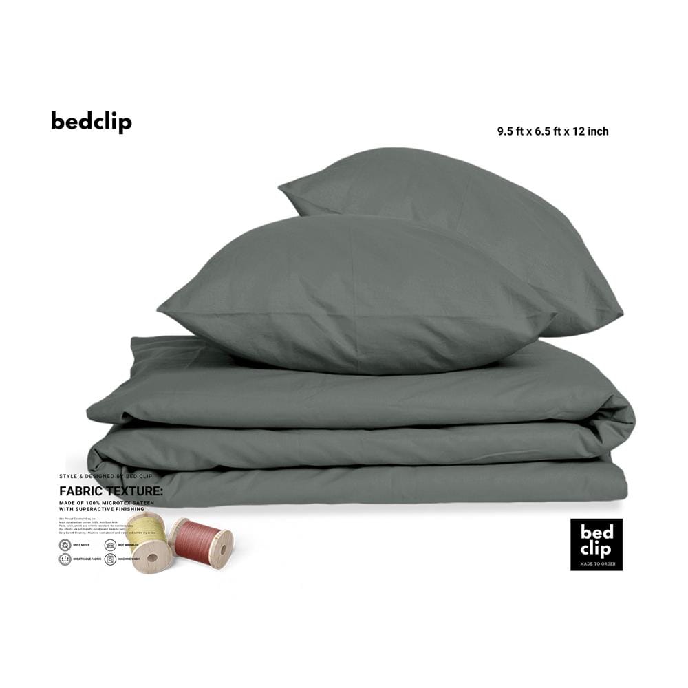 ชุดผ้าปูที่นอน 9.5 ฟุต 3 ชิ้น BED CLIP MICROTEX สี DARK GREY