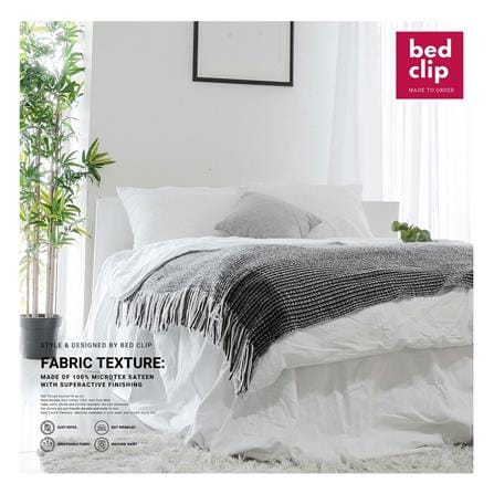 ผ้าปูที่นอน 9 ฟุต BED CLIP MICROTEX สี WHITE