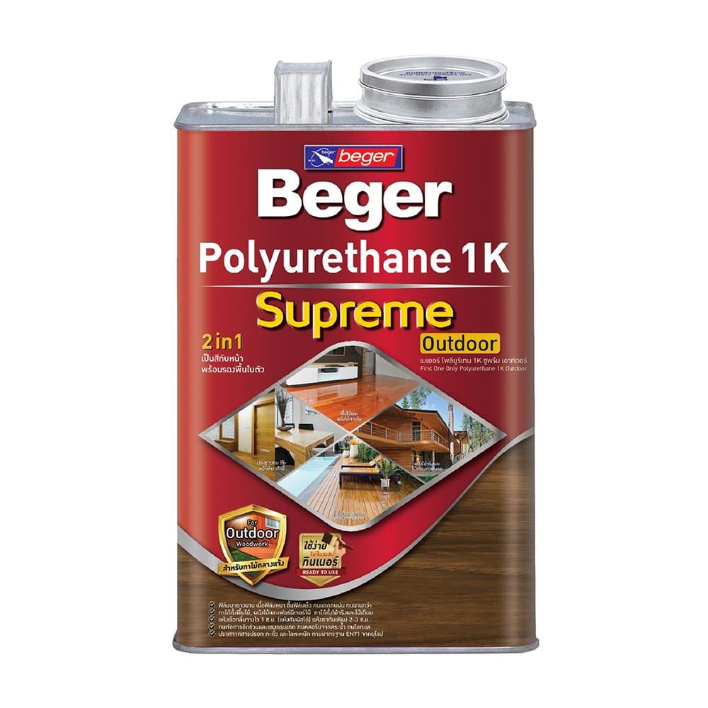 โพลียูรีเทนภายนอก BEGER 1K SUPREME OUTDOOR PG9900 สีใส เงา 3 ลิตร