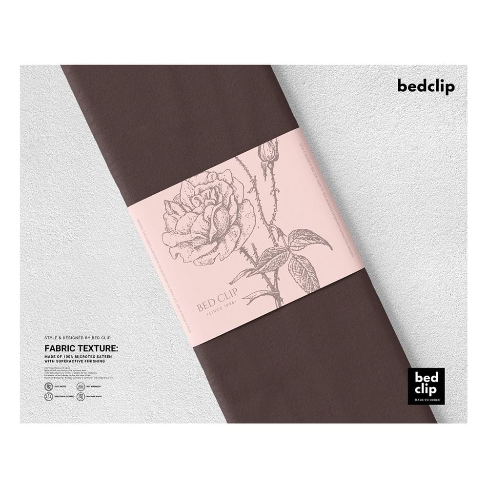 ชุดผ้าปูที่นอน 8 ฟุต 3 ชิ้น BED CLIP MICROTEX สีน้ำตาล