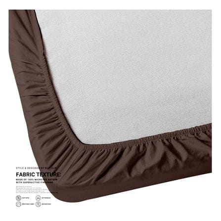 ชุดผ้าปูที่นอน 8 ฟุต 3 ชิ้น BED CLIP MICROTEX สีน้ำตาล_2