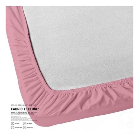 ชุดผ้าปูที่นอน 9.5 ฟุต 3 ชิ้น BED CLIP MICROTEX สีชมพู_2