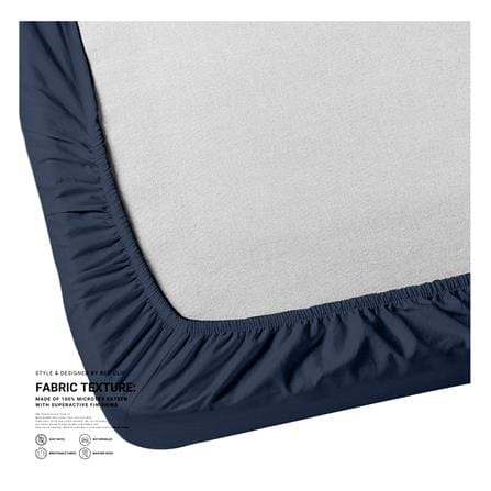 ชุดผ้าปูที่นอน 8 ฟุต 3 ชิ้น BED CLIP DARK BLUE_2