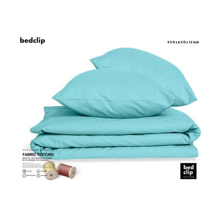 ชุดผ้าปูที่นอน 9.5 ฟุต 3 ชิ้น BED CLIP MICROTEX สี LIGHT BULUE_1