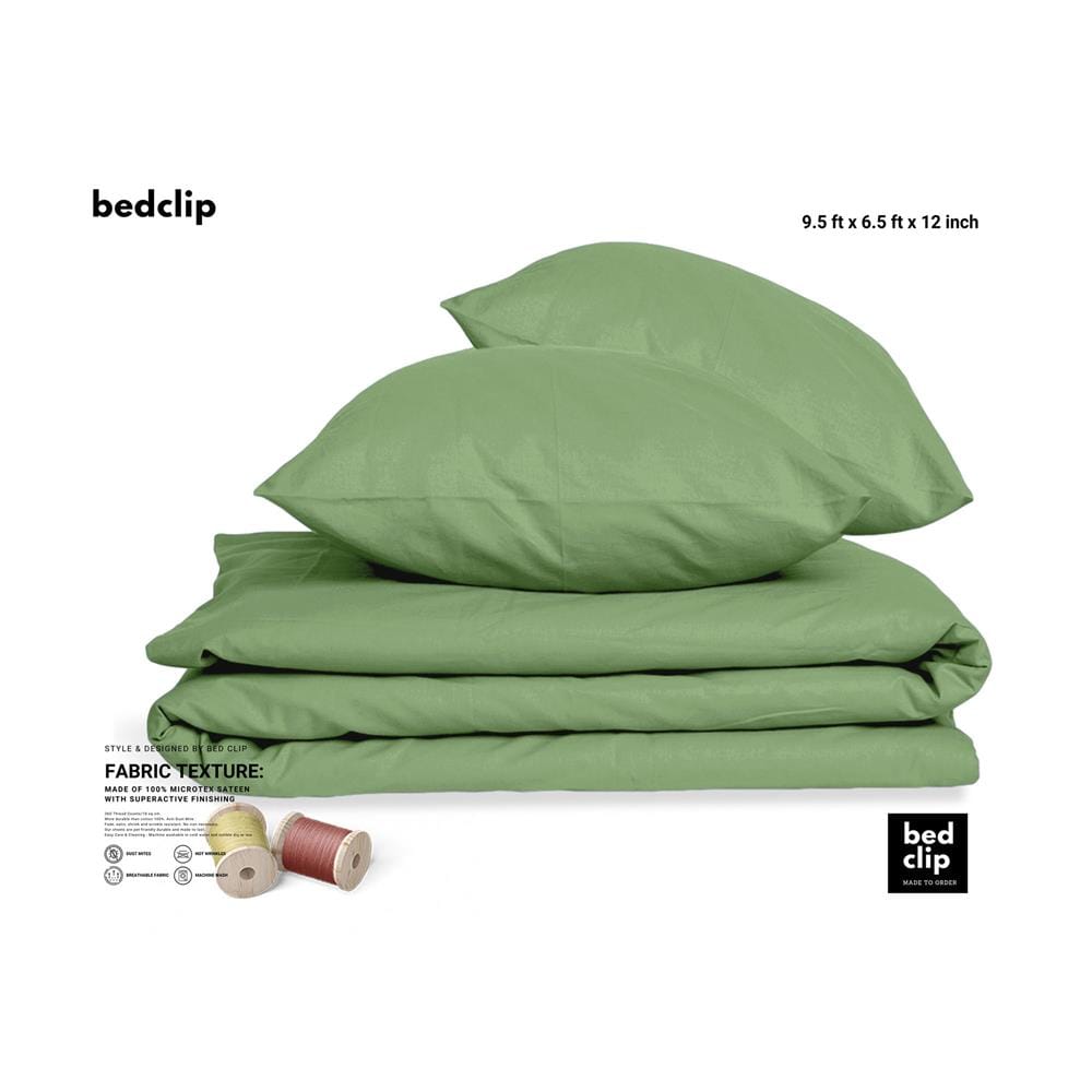 ผ้าปูที่นอน 9.5 ฟุต 1 ชิ้น BED CLIP MICROTEX สีเขียว