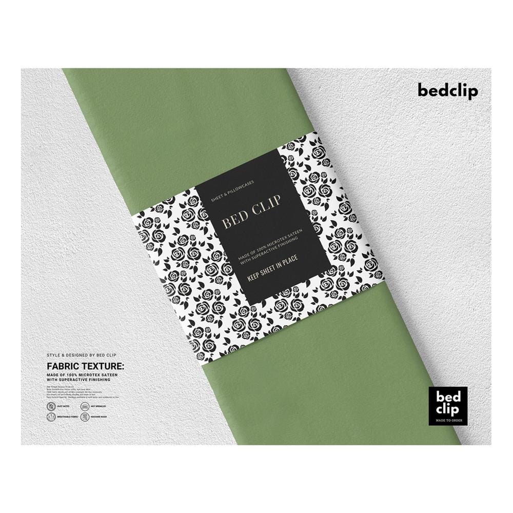 ผ้าปูที่นอน 9.5 ฟุต 1 ชิ้น BED CLIP MICROTEX สีเขียว