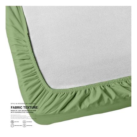 ผ้าปูที่นอน 9.5 ฟุต 1 ชิ้น BED CLIP MICROTEX สีเขียว_2