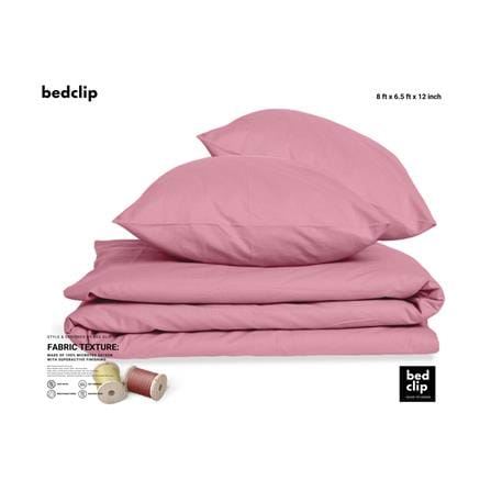 ผ้าปูที่นอน 8 ฟุต BED CLIP MICROTEX สีชมพู_1