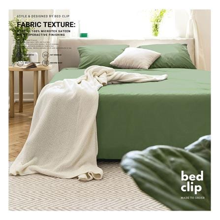 ชุดผ้าปูที่นอน 3 ฟุต 2 ชิ้น BED CLIP MICROTEX สีเขียว