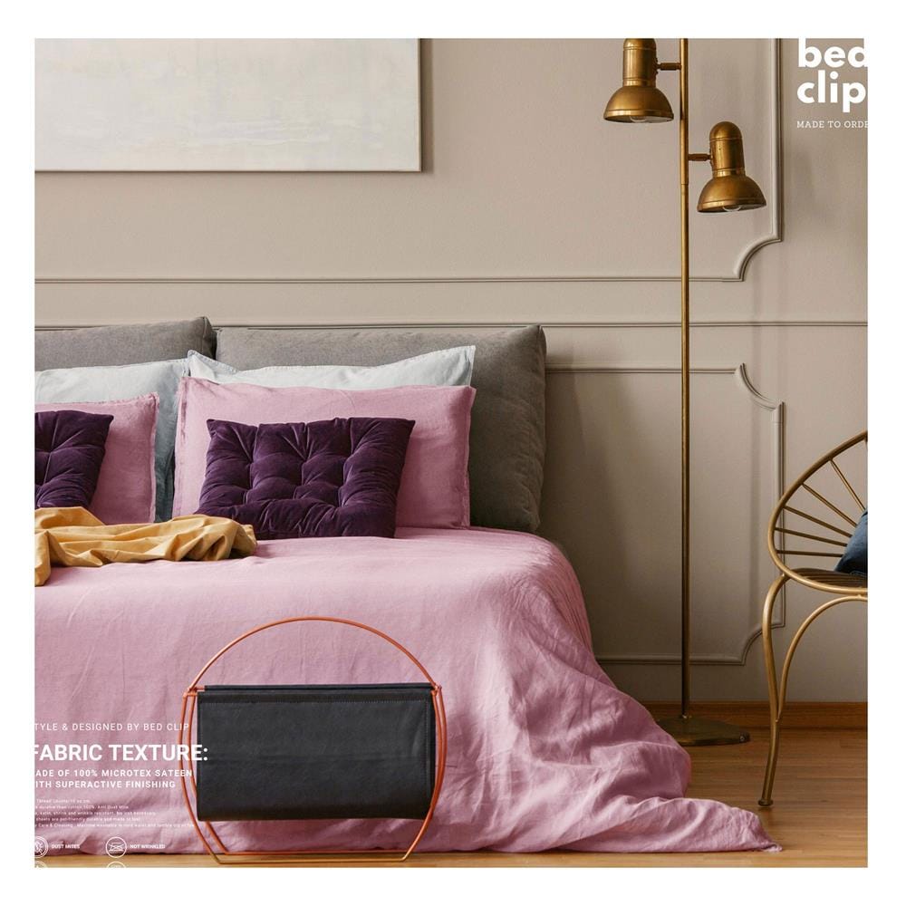 ชุดผ้าปูที่นอน 3 ฟุต 2 ชิ้น BED CLIP MICROTEX สีชมพู