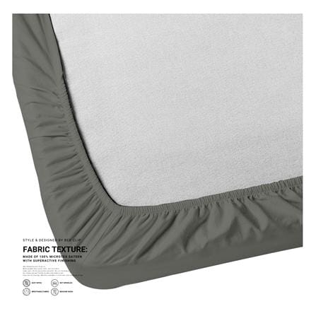 ชุดผ้าปูที่นอน 9 ฟุต 3 ชิ้น BED CLIP MICROTEX สี DARK GREY_2