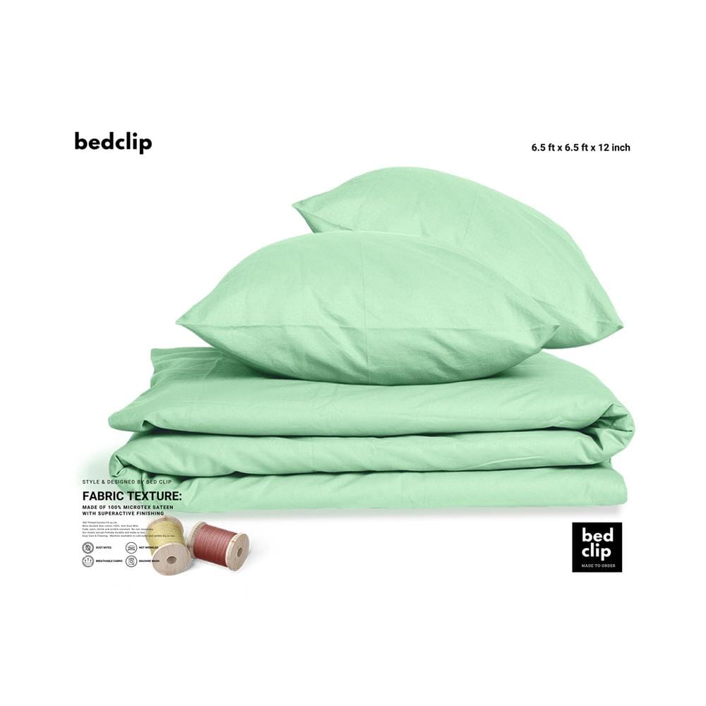 ผ้าปูที่นอน 6.5 ฟุต BED CLIP MICROTEX สี LIGHT GREEN