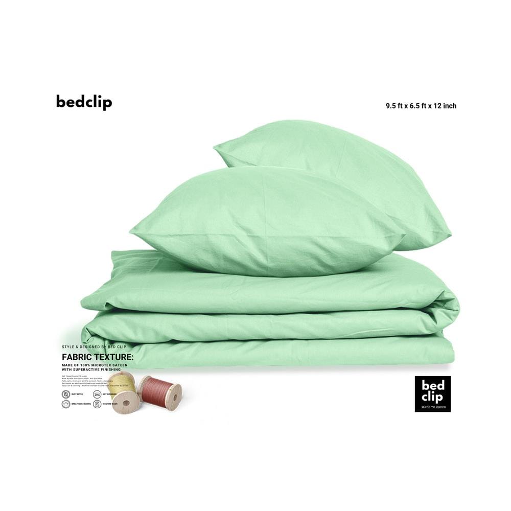 ชุดผ้าปูที่นอน 9.5 ฟุต 3 ชิ้น BED CLIP MICROTEX สี LIGHT GREEN