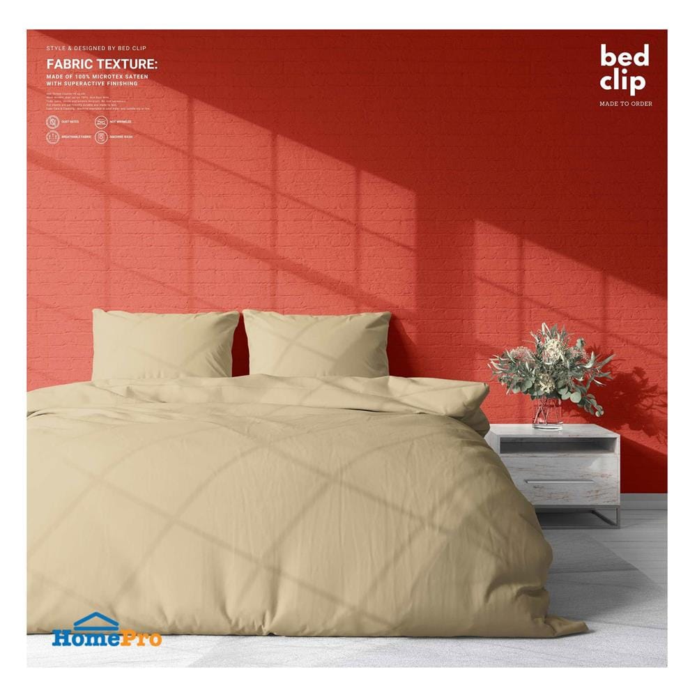 ผ้าปูที่นอน 9.5 ฟุต BED CLIP MICROTEX สี BEIGE