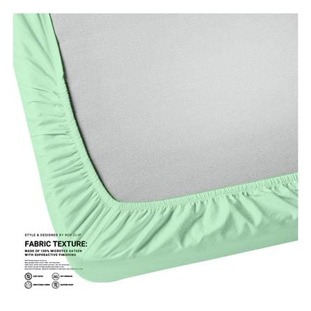 ผ้าปูที่นอน 8 ฟุต BED CLIP MICROTEX สี LIGHT GREEN_2