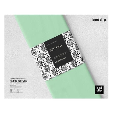 ผ้าปูที่นอน 8 ฟุต BED CLIP MICROTEX สี LIGHT GREEN_3