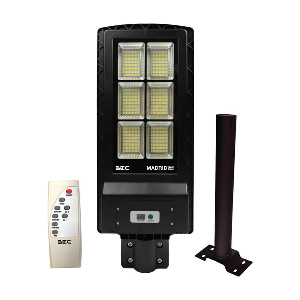 ไฟถนน SOLAR BEC MADRID 200 วัตต์ DAYLIGHT สีดำ