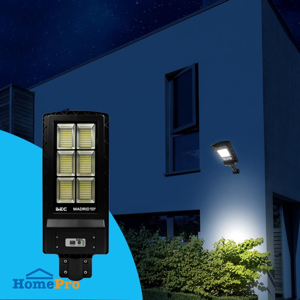 ไฟถนน SOLAR BEC MADRID 200 วัตต์ DAYLIGHT สีดำ
