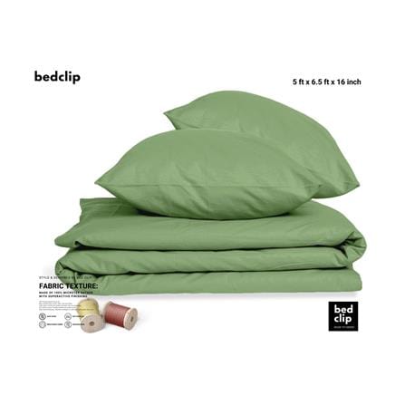 ผ้าปูที่นอน 5 ฟุต BED CLIP MICROTEX สี GREEN_1
