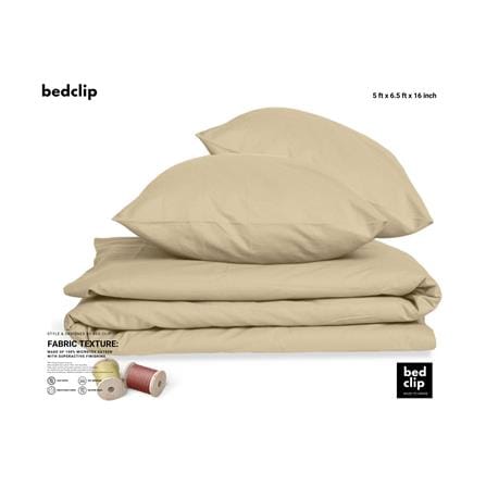 ผ้าปูที่นอน 5 ฟุต BED CLIP MICROTEX สีเบจ_1