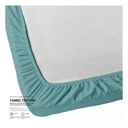 ผ้าปูที่นอน 5 ฟุต BED CLIP MICROTEX สี BLUE GREY/GREEN SEA_2