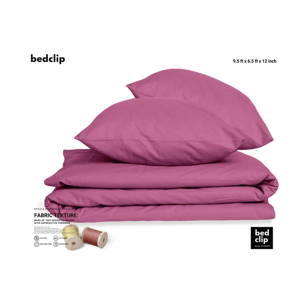 ผ้าปูที่นอน 9.5 ฟุต BED CLIP MICROTEX สี DARK PINK