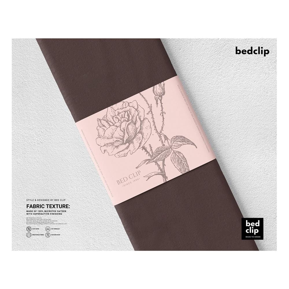 ผ้าปูที่นอน 5 ฟุต BED CLIP MICROTEX สี BROWN