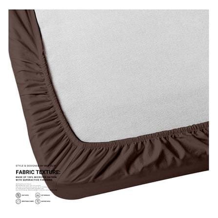 ผ้าปูที่นอน 5 ฟุต BED CLIP MICROTEX สี BROWN_2