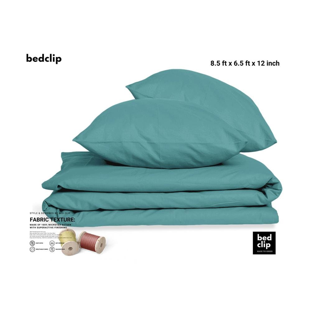 ผ้าปูที่นอน 8.5 ฟุต BED CLIP MICROTEX สี BLUE GREY/GREEN SEA
