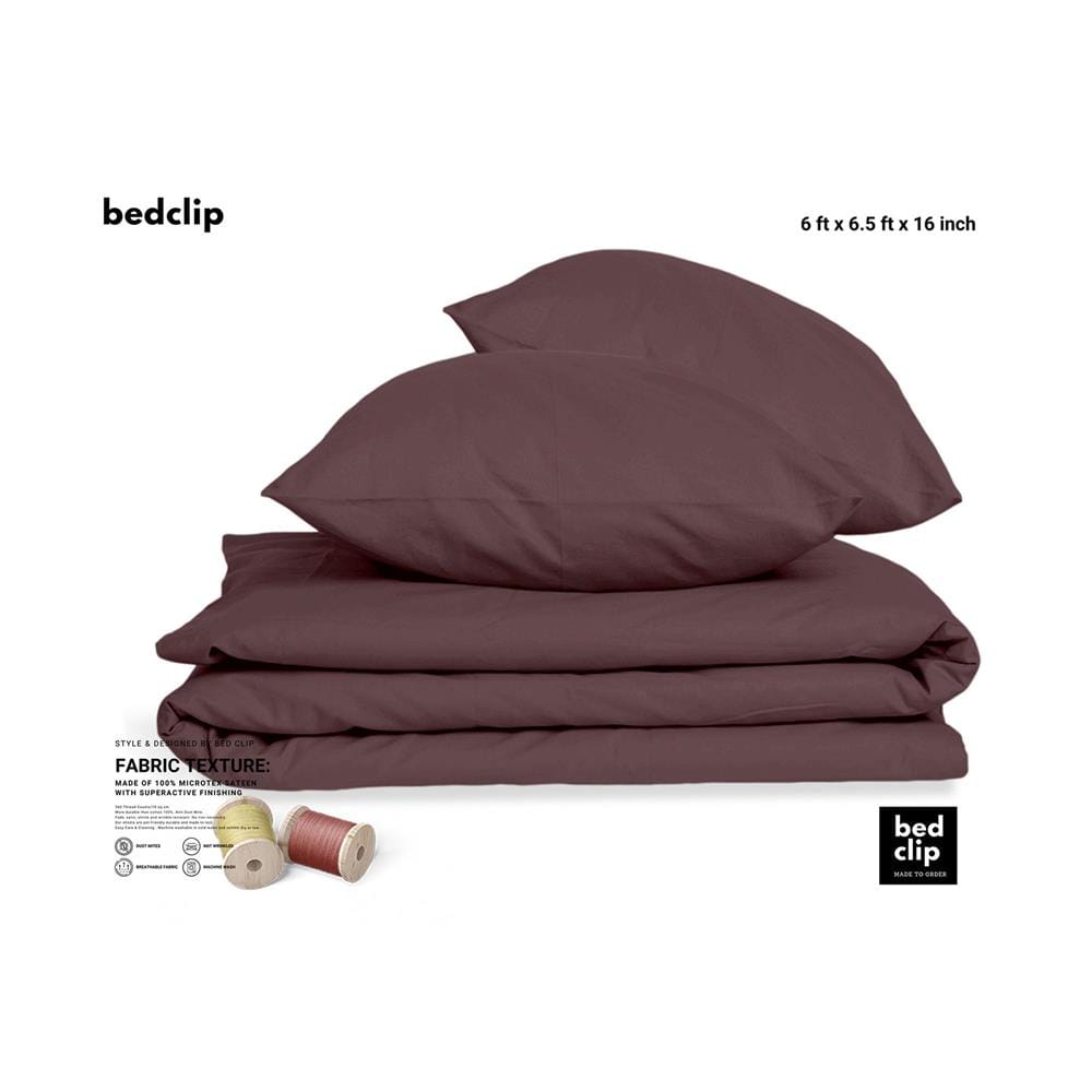 ผ้าปูที่นอน 6 ฟุต BED CLIP MICROTEX สี BROWN
