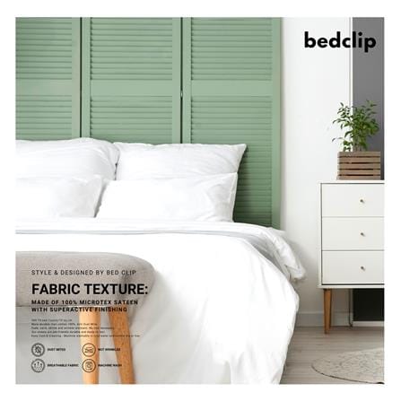 ผ้าปูที่นอน 8.5 ฟุต BED CLIP MICROTEX สี WHITE