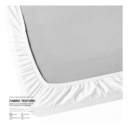 ชุดผ้าปูที่นอน 4 ฟุต 2 ชิ้น BED CLIP MICROTEX สี WHITE_2
